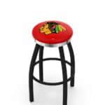 Chicago Blackhawks 36-Inch Swivel Backless Extra Tall Bar Stool w/ Black Wrinkle Finish, Single-Ring Base, 2-Inch Chrome Ring, 2.5-Inch Cushion Seat 3 Chicago Blackhawks 36-Inch Swivel Backless Extra Tall Bar Stool w/ Black Wrinkle Finish, Single-Ring Base, 2-Inch Chrome Ring, 2.5-Inch Cushion Seat