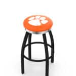 Clemson University 30-Inch Swivel Backless Bar Stool w/ Black Wrinkle Finish, Single-Ring Base, 2-Inch Chrome Ring, 2.5-Inch Cushion Seat 3 Clemson University 30-Inch Swivel Backless Bar Stool w/ Black Wrinkle Finish, Single-Ring Base, 2-Inch Chrome Ring, 2.5-Inch Cushion Seat