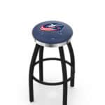 Columbus Blue Jackets 36-Inch Swivel Backless Extra Tall Bar Stool w/ Black Wrinkle Finish, Single-Ring Base, 2-Inch Chrome Ring, 2.5-Inch Cushion Seat 3 Columbus Blue Jackets 36-Inch Swivel Backless Extra Tall Bar Stool w/ Black Wrinkle Finish, Single-Ring Base, 2-Inch Chrome Ring, 2.5-Inch Cushion Seat