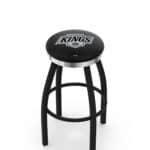 Los Angeles Kings 36-Inch Swivel Backless Extra Tall Bar Stool w/ Black Wrinkle Finish, Single-Ring Base, 2-Inch Chrome Ring, 2.5-Inch Cushion Seat