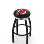 New Jersey Devils 36-Inch Swivel Backless Extra Tall Bar Stool w/ Black Wrinkle Finish, Single-Ring Base, 2-Inch Chrome Ring, 2.5-Inch Cushion Seat 3 New Jersey Devils 36-Inch Swivel Backless Extra Tall Bar Stool w/ Black Wrinkle Finish, Single-Ring Base, 2-Inch Chrome Ring, 2.5-Inch Cushion Seat