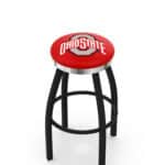 Ohio State University 36-Inch Swivel Backless Extra Tall Bar Stool w/ Black Wrinkle Finish, Single-Ring Base, 2-Inch Chrome Ring, 2.5-Inch Cushion Seat