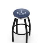 US Naval Academy 30-Inch Swivel Backless Bar Stool w/ Black Wrinkle Finish, Single-Ring Base, 2-Inch Chrome Ring, 2.5-Inch Cushion Seat