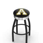 Appalachian State University 25-Inch Swivel Backless Counter Stool w/ Black Wrinkle Finish, Single-Ring Base, 2.75-Inch Chrome Ribbed Ring, 2.5-Inch Cushion Seat 3 Appalachian State University 25-Inch Swivel Backless Counter Stool w/ Black Wrinkle Finish, Single-Ring Base, 2.75-Inch Chrome Ribbed Ring, 2.5-Inch Cushion Seat