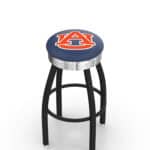 Auburn University 25-Inch Swivel Backless Counter Stool w/ Black Wrinkle Finish, Single-Ring Base, 2.75-Inch Chrome Ribbed Ring, 2.5-Inch Cushion Seat 3 Auburn University 25-Inch Swivel Backless Counter Stool w/ Black Wrinkle Finish, Single-Ring Base, 2.75-Inch Chrome Ribbed Ring, 2.5-Inch Cushion Seat
