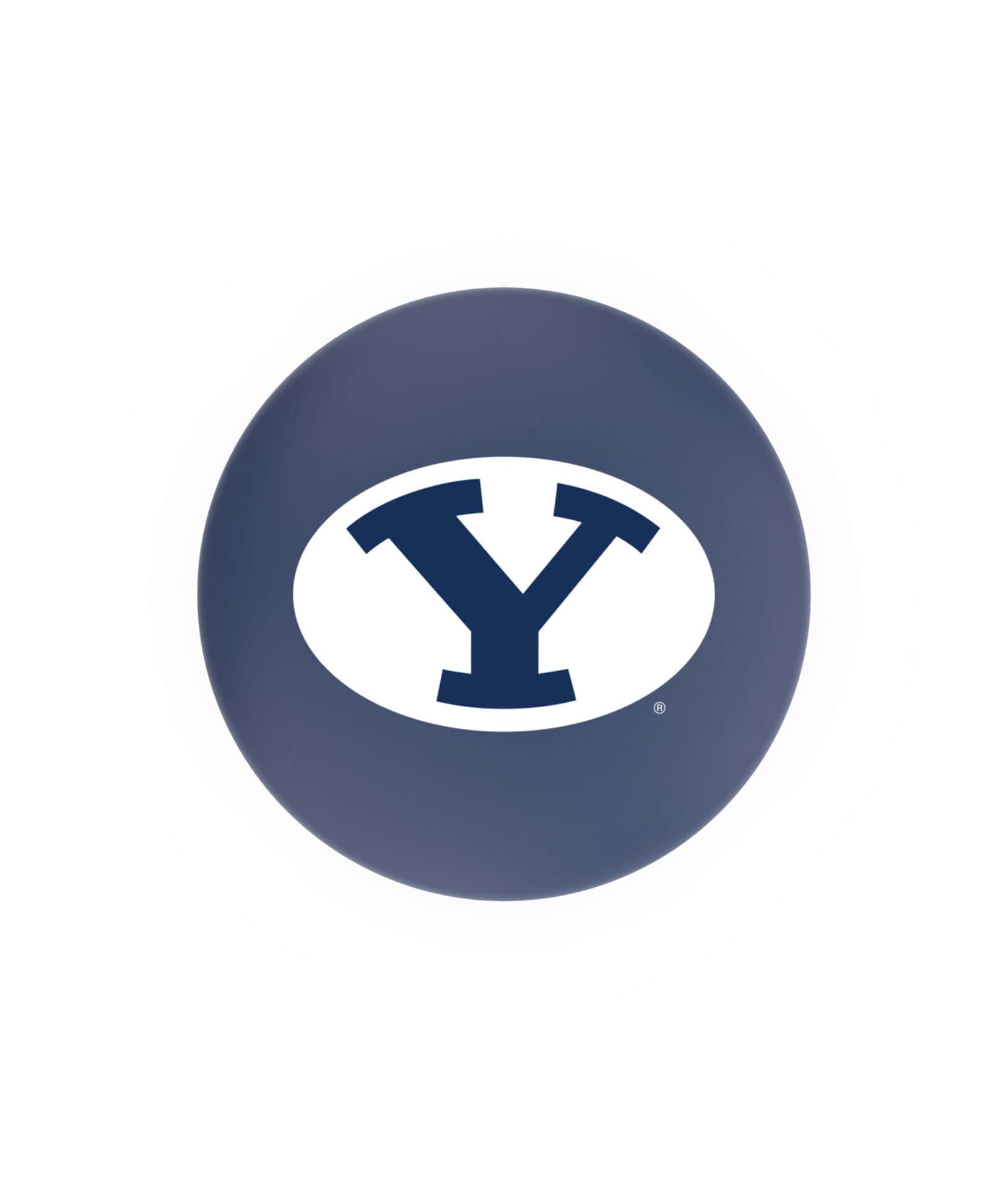 Brigham Young University 25-Inch Swivel Backless Counter Stool w/ Black Wrinkle Finish, Single-Ring Base, 2.75-Inch Chrome Ribbed Ring, 2.5-Inch Cushion Seat 2 Brigham Young University 25-Inch Swivel Backless Counter Stool w/ Black Wrinkle Finish, Single-Ring Base, 2.75-Inch Chrome Ribbed Ring, 2.5-Inch Cushion Seat - Image 2