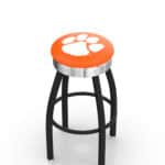 Clemson University 25-Inch Swivel Backless Counter Stool w/ Black Wrinkle Finish, Single-Ring Base, 2.75-Inch Chrome Ribbed Ring, 2.5-Inch Cushion Seat 3 Clemson University 25-Inch Swivel Backless Counter Stool w/ Black Wrinkle Finish, Single-Ring Base, 2.75-Inch Chrome Ribbed Ring, 2.5-Inch Cushion Seat