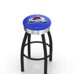 Colorado Avalanche 30-Inch Swivel Backless Bar Stool w/ Black Wrinkle Finish, Single-Ring Base, 2.75-Inch Chrome Ribbed Ring, 2.5-Inch Cushion Seat