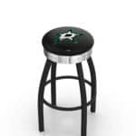 Dallas Stars 30-Inch Swivel Backless Bar Stool w/ Black Wrinkle Finish, Single-Ring Base, 2.75-Inch Chrome Ribbed Ring, 2.5-Inch Cushion Seat 3 Dallas Stars 30-Inch Swivel Backless Bar Stool w/ Black Wrinkle Finish, Single-Ring Base, 2.75-Inch Chrome Ribbed Ring, 2.5-Inch Cushion Seat