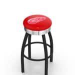 Detroit Red Wings 30-Inch Swivel Backless Bar Stool w/ Black Wrinkle Finish, Single-Ring Base, 2.75-Inch Chrome Ribbed Ring, 2.5-Inch Cushion Seat 3 Detroit Red Wings 30-Inch Swivel Backless Bar Stool w/ Black Wrinkle Finish, Single-Ring Base, 2.75-Inch Chrome Ribbed Ring, 2.5-Inch Cushion Seat