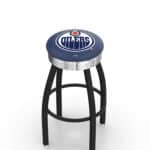 Edmonton Oilers 30-Inch Swivel Backless Bar Stool w/ Black Wrinkle Finish, Single-Ring Base, 2.75-Inch Chrome Ribbed Ring, 2.5-Inch Cushion Seat 3 Edmonton Oilers 30-Inch Swivel Backless Bar Stool w/ Black Wrinkle Finish, Single-Ring Base, 2.75-Inch Chrome Ribbed Ring, 2.5-Inch Cushion Seat