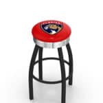 Florida Panthers 30-Inch Swivel Backless Bar Stool w/ Black Wrinkle Finish, Single-Ring Base, 2.75-Inch Chrome Ribbed Ring, 2.5-Inch Cushion Seat 3 Florida Panthers 30-Inch Swivel Backless Bar Stool w/ Black Wrinkle Finish, Single-Ring Base, 2.75-Inch Chrome Ribbed Ring, 2.5-Inch Cushion Seat