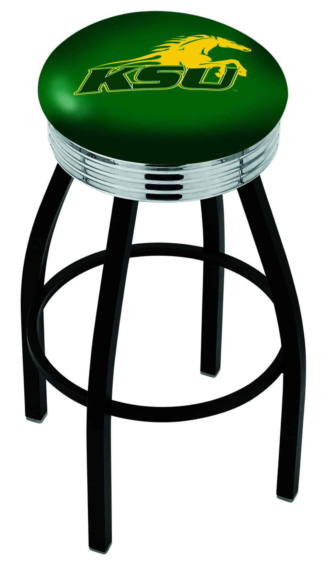 Kentucky State University 25-Inch Swivel Backless Counter Stool w/ Black Wrinkle Finish, Single-Ring Base, 2.75-Inch Chrome Ribbed Ring, 2.5-Inch Cushion Seat 1 Kentucky State University 25-Inch Swivel Backless Counter Stool w/ Black Wrinkle Finish, Single-Ring Base, 2.75-Inch Chrome Ribbed Ring, 2.5-Inch Cushion Seat