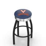 University of Virginia 25-Inch Swivel Backless Counter Stool w/ Black Wrinkle Finish, Single-Ring Base, 2.75-Inch Chrome Ribbed Ring, 2.5-Inch Cushion Seat 3 University of Virginia 25-Inch Swivel Backless Counter Stool w/ Black Wrinkle Finish, Single-Ring Base, 2.75-Inch Chrome Ribbed Ring, 2.5-Inch Cushion Seat