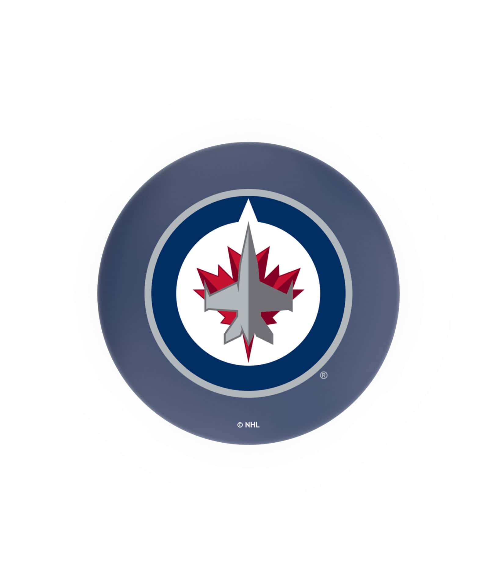 Winnipeg Jets 30-Inch Swivel Backless Bar Stool w/ Black Wrinkle Finish, Single-Ring Base, 2.75-Inch Chrome Ribbed Ring, 2.5-Inch Cushion Seat 2 Winnipeg Jets 30-Inch Swivel Backless Bar Stool w/ Black Wrinkle Finish, Single-Ring Base, 2.75-Inch Chrome Ribbed Ring, 2.5-Inch Cushion Seat - Image 2