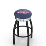 Washington Capitals 25-Inch Swivel Backless Counter Stool w/ Black Wrinkle Finish, Single-Ring Base, 2.75-Inch Chrome Ribbed Ring, 2.5-Inch Cushion Seat