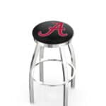 University of Alabama 30-Inch Swivel Backless Bar Stool w/ Chrome Finish, Single-Ring Base, 2-Inch Chrome Ring, 2.5-Inch Cushion Seat ("A" Logo)