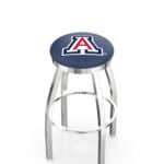 University of Arizona 36-Inch Swivel Backless Extra Tall Bar Stool w/ Chrome Finish, Single-Ring Base, 2-Inch Chrome Ring, 2.5-Inch Cushion Seat