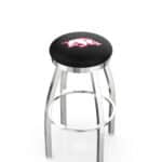 University of Arkansas 36-Inch Swivel Backless Extra Tall Bar Stool w/ Chrome Finish, Single-Ring Base, 2-Inch Chrome Ring, 2.5-Inch Cushion Seat