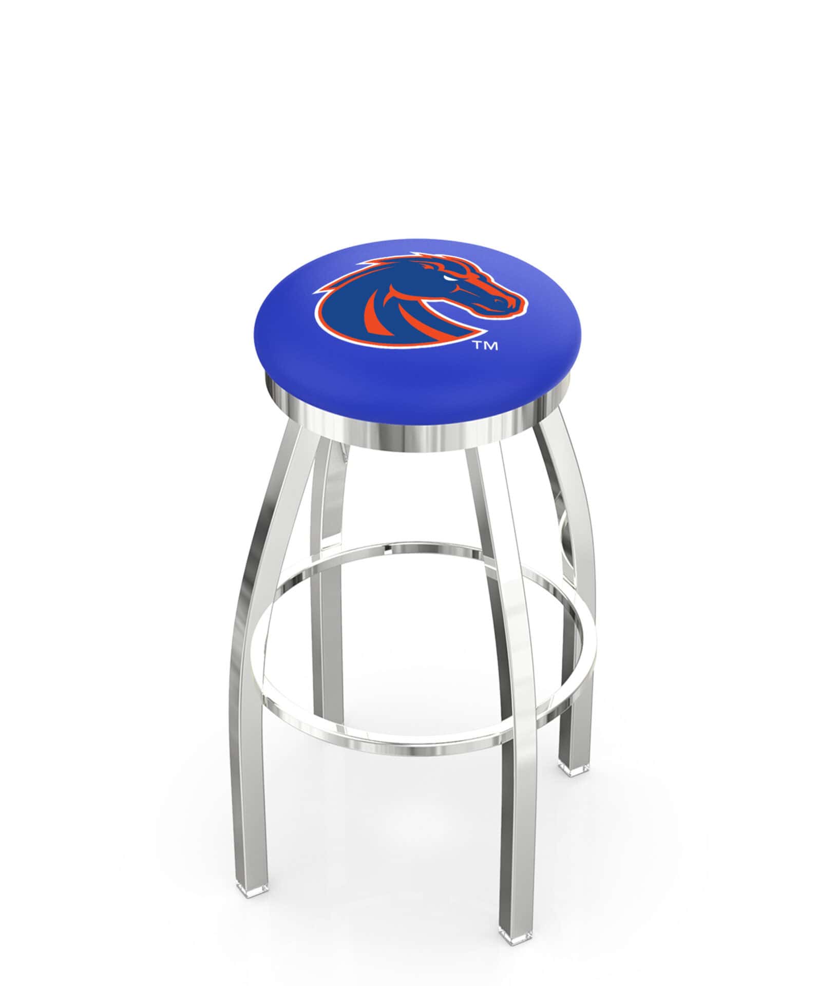Boise State University 25-Inch Swivel Backless Counter Stool w/ Chrome Finish, Single-Ring Base, 2-Inch Chrome Ring, 2.5-Inch Cushion Seat 1 Boise State University 25-Inch Swivel Backless Counter Stool w/ Chrome Finish, Single-Ring Base, 2-Inch Chrome Ring, 2.5-Inch Cushion Seat