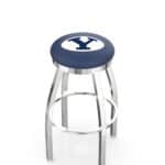 Brigham Young University 25-Inch Swivel Backless Counter Stool w/ Chrome Finish, Single-Ring Base, 2-Inch Chrome Ring, 2.5-Inch Cushion Seat