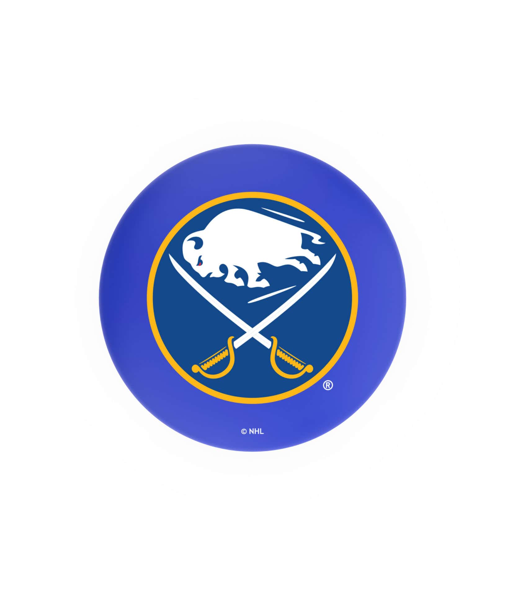 Buffalo Sabres 36-Inch Swivel Backless Extra Tall Bar Stool w/ Chrome Finish, Single-Ring Base, 2-Inch Chrome Ring, 2.5-Inch Cushion Seat 2 Buffalo Sabres 36-Inch Swivel Backless Extra Tall Bar Stool w/ Chrome Finish, Single-Ring Base, 2-Inch Chrome Ring, 2.5-Inch Cushion Seat - Image 2