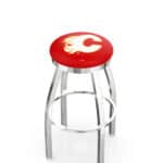 Calgary Flames 36-Inch Swivel Backless Extra Tall Bar Stool w/ Chrome Finish, Single-Ring Base, 2-Inch Chrome Ring, 2.5-Inch Cushion Seat 3 Calgary Flames 36-Inch Swivel Backless Extra Tall Bar Stool w/ Chrome Finish, Single-Ring Base, 2-Inch Chrome Ring, 2.5-Inch Cushion Seat