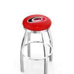 Carolina Hurricanes 36-Inch Swivel Backless Extra Tall Bar Stool w/ Chrome Finish, Single-Ring Base, 2-Inch Chrome Ring, 2.5-Inch Cushion Seat 3 Carolina Hurricanes 36-Inch Swivel Backless Extra Tall Bar Stool w/ Chrome Finish, Single-Ring Base, 2-Inch Chrome Ring, 2.5-Inch Cushion Seat
