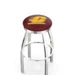 Central Michigan University 25-Inch Swivel Backless Counter Stool w/ Chrome Finish, Single-Ring Base, 2-Inch Chrome Ring, 2.5-Inch Cushion Seat