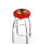 Chicago Blackhawks 36-Inch Swivel Backless Extra Tall Bar Stool w/ Chrome Finish, Single-Ring Base, 2-Inch Chrome Ring, 2.5-Inch Cushion Seat 3 Chicago Blackhawks 36-Inch Swivel Backless Extra Tall Bar Stool w/ Chrome Finish, Single-Ring Base, 2-Inch Chrome Ring, 2.5-Inch Cushion Seat