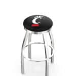 University of Cincinnati 36-Inch Swivel Backless Extra Tall Bar Stool w/ Chrome Finish, Single-Ring Base, 2-Inch Chrome Ring, 2.5-Inch Cushion Seat