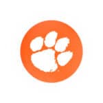 Clemson University 30-Inch Swivel Backless Bar Stool w/ Chrome Finish, Single-Ring Base, 2-Inch Chrome Ring, 2.5-Inch Cushion Seat