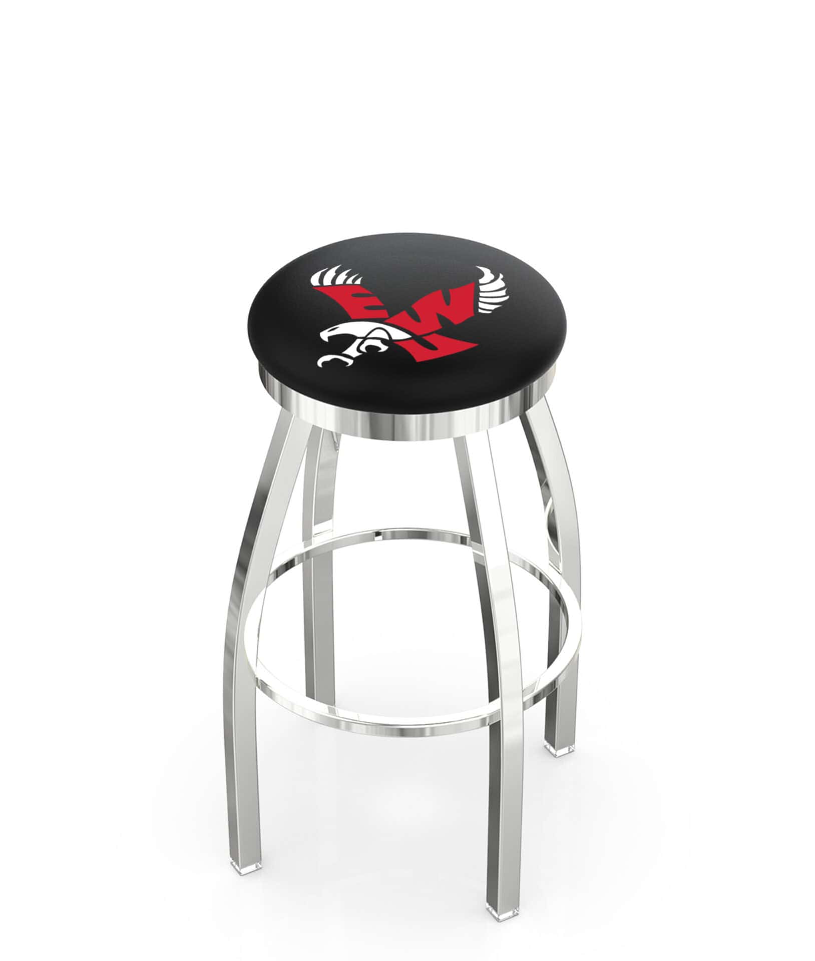Eastern Washington University 36-Inch Swivel Backless Extra Tall Bar Stool w/ Chrome Finish, Single-Ring Base, 2-Inch Chrome Ring, 2.5-Inch Cushion Seat 1 Eastern Washington University 36-Inch Swivel Backless Extra Tall Bar Stool w/ Chrome Finish, Single-Ring Base, 2-Inch Chrome Ring, 2.5-Inch Cushion Seat
