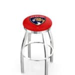Florida Panthers 36-Inch Swivel Backless Extra Tall Bar Stool w/ Chrome Finish, Single-Ring Base, 2-Inch Chrome Ring, 2.5-Inch Cushion Seat