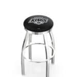 Los Angeles Kings 36-Inch Swivel Backless Extra Tall Bar Stool w/ Chrome Finish, Single-Ring Base, 2-Inch Chrome Ring, 2.5-Inch Cushion Seat