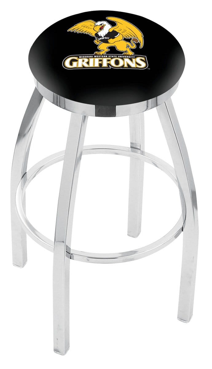 Missouri Western State University 36-Inch Swivel Backless Extra Tall Bar Stool w/ Chrome Finish, Single-Ring Base, 2-Inch Chrome Ring, 2.5-Inch Cushion Seat 1 Missouri Western State University 36-Inch Swivel Backless Extra Tall Bar Stool w/ Chrome Finish, Single-Ring Base, 2-Inch Chrome Ring, 2.5-Inch Cushion Seat