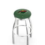Minnesota Wild 36-Inch Swivel Backless Extra Tall Bar Stool w/ Chrome Finish, Single-Ring Base, 2-Inch Chrome Ring, 2.5-Inch Cushion Seat