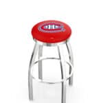 Montreal Canadiens 36-Inch Swivel Backless Extra Tall Bar Stool w/ Chrome Finish, Single-Ring Base, 2-Inch Chrome Ring, 2.5-Inch Cushion Seat 3 Montreal Canadiens 36-Inch Swivel Backless Extra Tall Bar Stool w/ Chrome Finish, Single-Ring Base, 2-Inch Chrome Ring, 2.5-Inch Cushion Seat