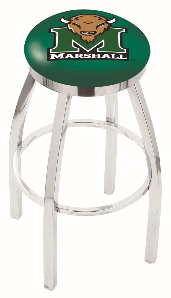 Marshall University 36-Inch Swivel Backless Extra Tall Bar Stool w/ Chrome Finish, Single-Ring Base, 2-Inch Chrome Ring, 2.5-Inch Cushion Seat 1 Marshall University 36-Inch Swivel Backless Extra Tall Bar Stool w/ Chrome Finish, Single-Ring Base, 2-Inch Chrome Ring, 2.5-Inch Cushion Seat