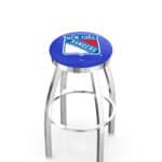 New York Rangers 36-Inch Swivel Backless Extra Tall Bar Stool w/ Chrome Finish, Single-Ring Base, 2-Inch Chrome Ring, 2.5-Inch Cushion Seat 3 New York Rangers 36-Inch Swivel Backless Extra Tall Bar Stool w/ Chrome Finish, Single-Ring Base, 2-Inch Chrome Ring, 2.5-Inch Cushion Seat