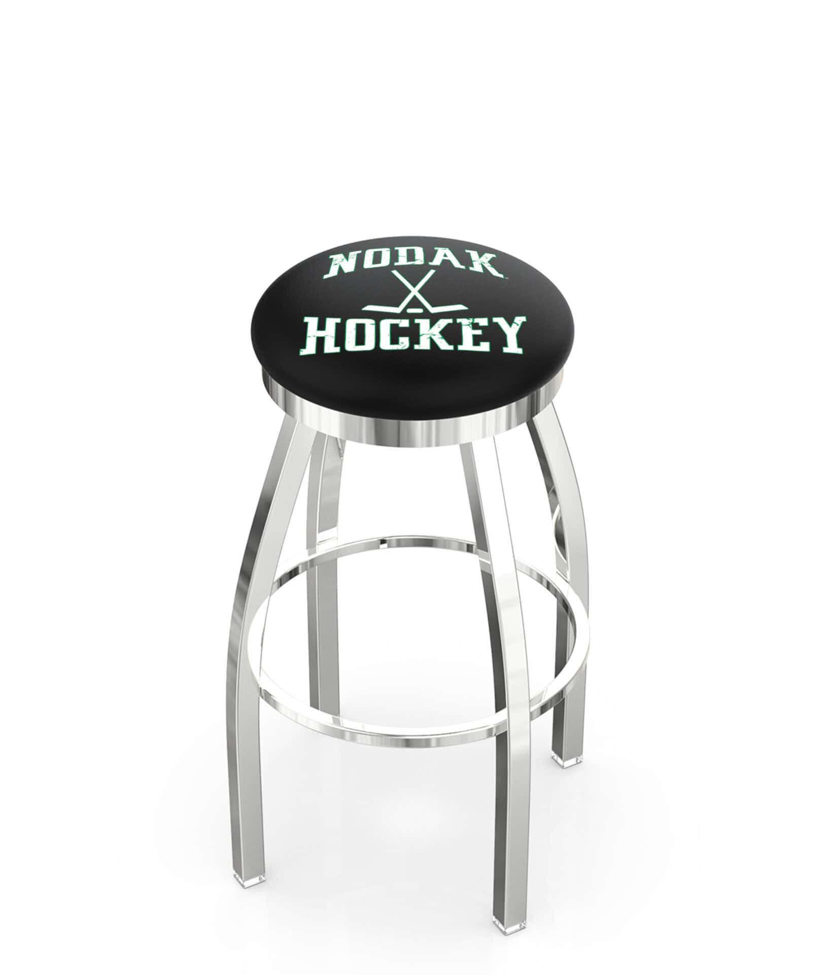 University of North Dakota (Hockey) 36-Inch Swivel Backless Extra Tall Bar Stool w/ Chrome Finish, Single-Ring Base, 2-Inch Chrome Ring, 2.5-Inch Cushion Seat 1 University of North Dakota (Hockey) 36-Inch Swivel Backless Extra Tall Bar Stool w/ Chrome Finish, Single-Ring Base, 2-Inch Chrome Ring, 2.5-Inch Cushion Seat
