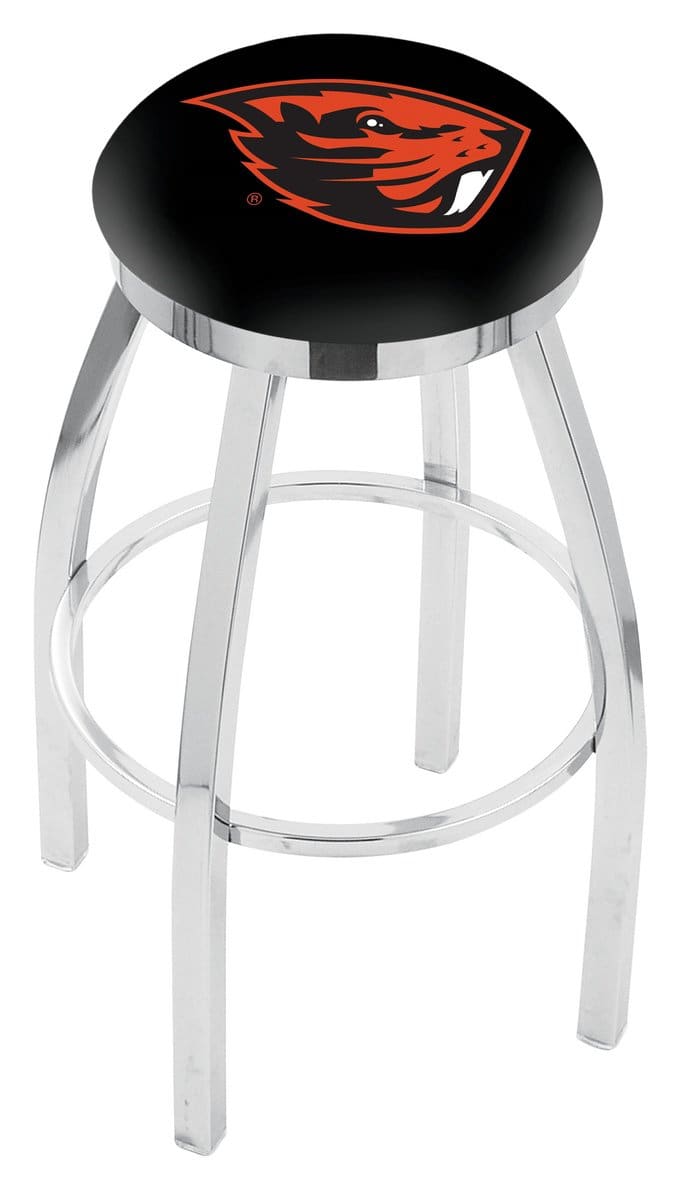 Oregon State University 36-Inch Swivel Backless Extra Tall Bar Stool w/ Chrome Finish, Single-Ring Base, 2-Inch Chrome Ring, 2.5-Inch Cushion Seat 1 Oregon State University 36-Inch Swivel Backless Extra Tall Bar Stool w/ Chrome Finish, Single-Ring Base, 2-Inch Chrome Ring, 2.5-Inch Cushion Seat