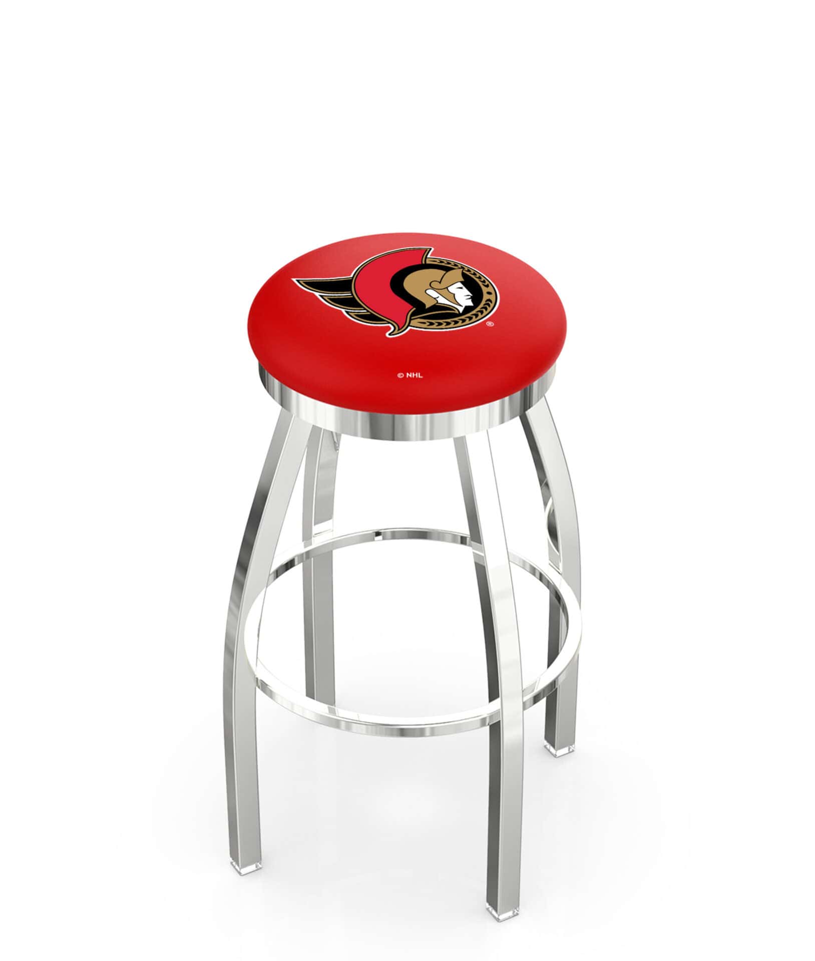 Ottawa Senators 36-Inch Swivel Backless Extra Tall Bar Stool w/ Chrome Finish, Single-Ring Base, 2-Inch Chrome Ring, 2.5-Inch Cushion Seat 1 Ottawa Senators 36-Inch Swivel Backless Extra Tall Bar Stool w/ Chrome Finish, Single-Ring Base, 2-Inch Chrome Ring, 2.5-Inch Cushion Seat