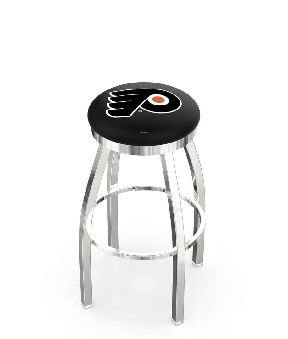 Philadelphia Flyers 36-Inch Swivel Backless Extra Tall Bar Stool w/ Chrome Finish, Single-Ring Base, 2-Inch Chrome Ring, 2.5-Inch Cushion Seat 1 Philadelphia Flyers 36-Inch Swivel Backless Extra Tall Bar Stool w/ Chrome Finish, Single-Ring Base, 2-Inch Chrome Ring, 2.5-Inch Cushion Seat