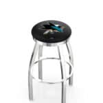 San Jose Sharks 36-Inch Swivel Backless Extra Tall Bar Stool w/ Chrome Finish, Single-Ring Base, 2-Inch Chrome Ring, 2.5-Inch Cushion Seat 3 San Jose Sharks 36-Inch Swivel Backless Extra Tall Bar Stool w/ Chrome Finish, Single-Ring Base, 2-Inch Chrome Ring, 2.5-Inch Cushion Seat