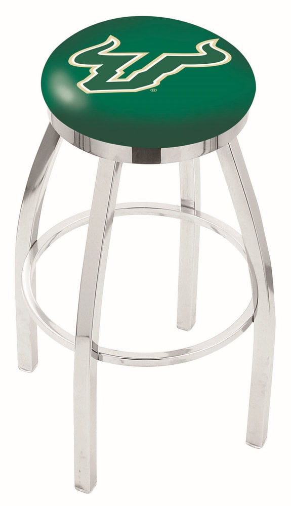 University of South Florida 25-Inch Swivel Backless Counter Stool w/ Chrome Finish, Single-Ring Base, 2-Inch Chrome Ring, 2.5-Inch Cushion Seat 1 University of South Florida 25-Inch Swivel Backless Counter Stool w/ Chrome Finish, Single-Ring Base, 2-Inch Chrome Ring, 2.5-Inch Cushion Seat