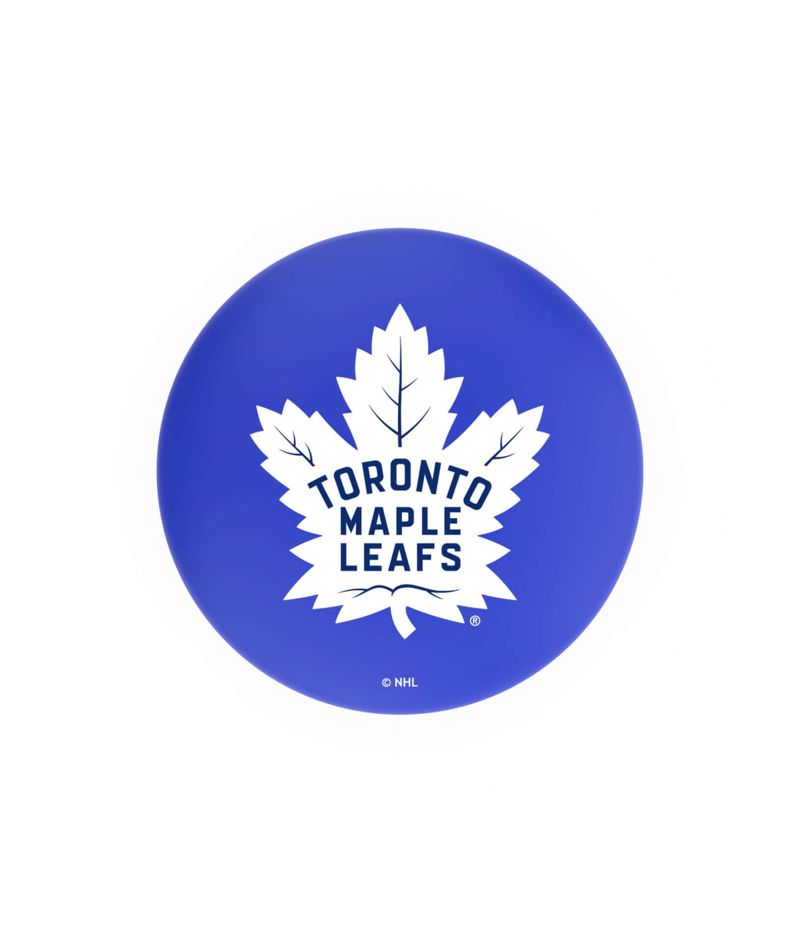 Toronto Maple Leafs 36-Inch Swivel Backless Extra Tall Bar Stool w/ Chrome Finish, Single-Ring Base, 2-Inch Chrome Ring, 2.5-Inch Cushion Seat 2 Toronto Maple Leafs 36-Inch Swivel Backless Extra Tall Bar Stool w/ Chrome Finish, Single-Ring Base, 2-Inch Chrome Ring, 2.5-Inch Cushion Seat - Image 2