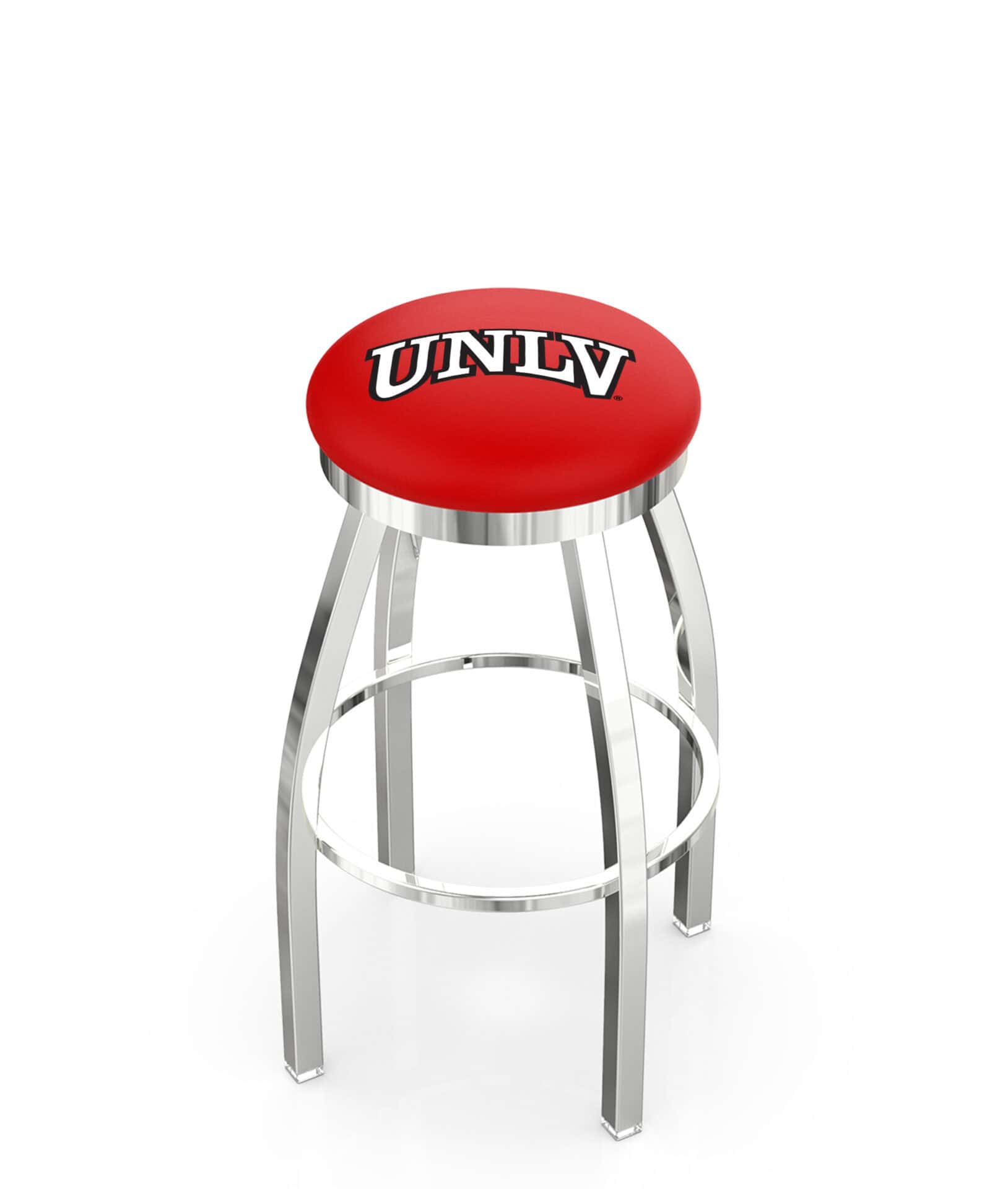 University of Nevada Las Vegas 36-Inch Swivel Backless Extra Tall Bar Stool w/ Chrome Finish, Single-Ring Base, 2-Inch Chrome Ring, 2.5-Inch Cushion Seat 1 University of Nevada Las Vegas 36-Inch Swivel Backless Extra Tall Bar Stool w/ Chrome Finish, Single-Ring Base, 2-Inch Chrome Ring, 2.5-Inch Cushion Seat