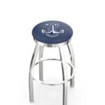 US Naval Academy 25-Inch Swivel Backless Counter Stool w/ Chrome Finish, Single-Ring Base, 2-Inch Chrome Ring, 2.5-Inch Cushion Seat