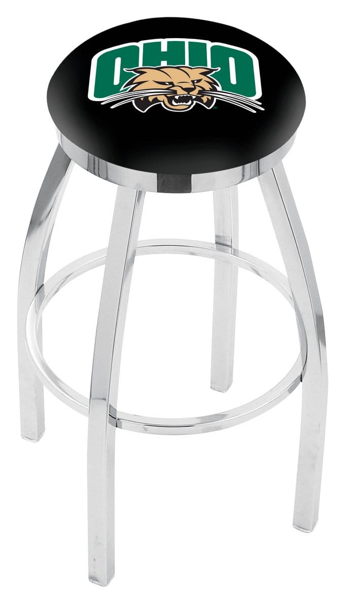 Ohio University 36-Inch Swivel Backless Extra Tall Bar Stool w/ Chrome Finish, Single-Ring Base, 2-Inch Chrome Ring, 2.5-Inch Cushion Seat 1 Ohio University 36-Inch Swivel Backless Extra Tall Bar Stool w/ Chrome Finish, Single-Ring Base, 2-Inch Chrome Ring, 2.5-Inch Cushion Seat